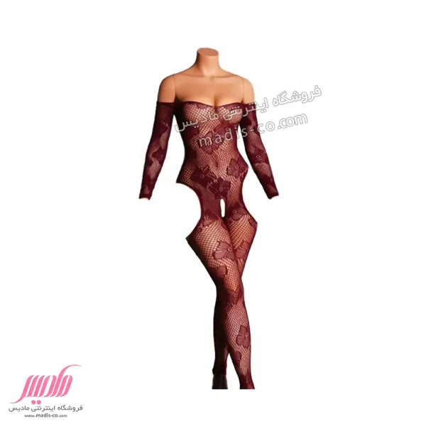 بادی زنانه دکلته گلدار آستین دار