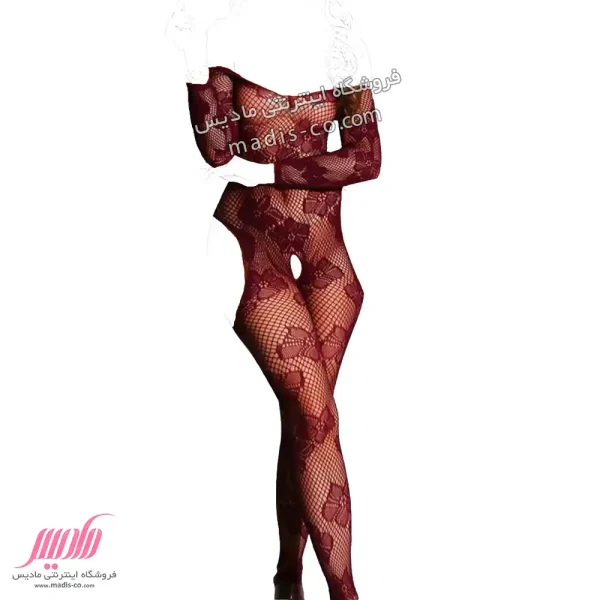 بادی زنانه دکلته گلدار آستین دار