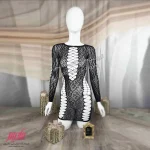 بادی زنانه کوتاه زنبوری طرح پلنگی