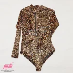 بادی زنانه مخملی پلنگی جلو زیپ دار