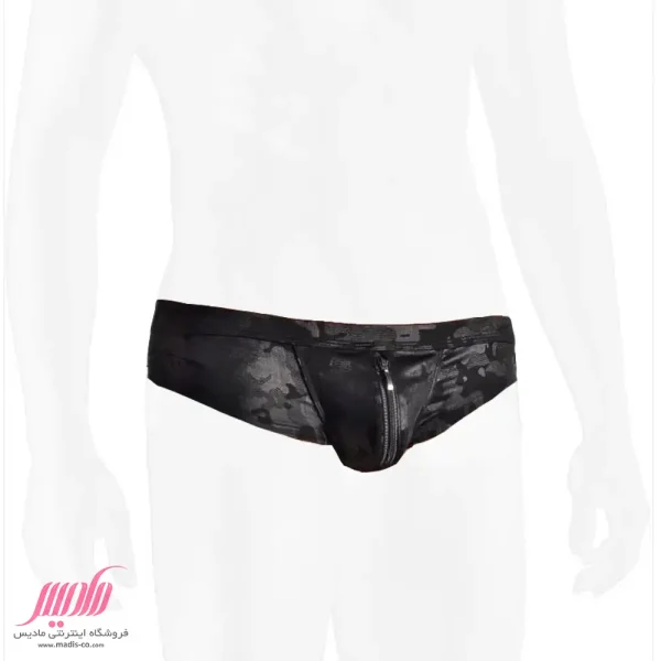 شورت مردانه اسلیپ پهن جلو زیپ طرح چریکی