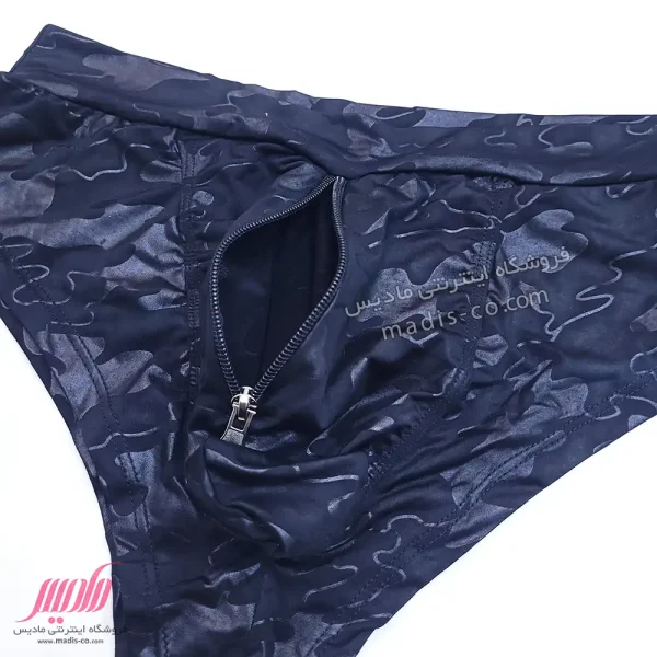 شورت مردانه اسلیپ پهن جلو زیپ طرح چریکی