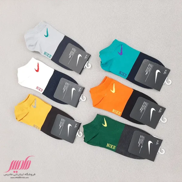 جوراب مردانه مچی نخی گلدوزی طرح Nike
