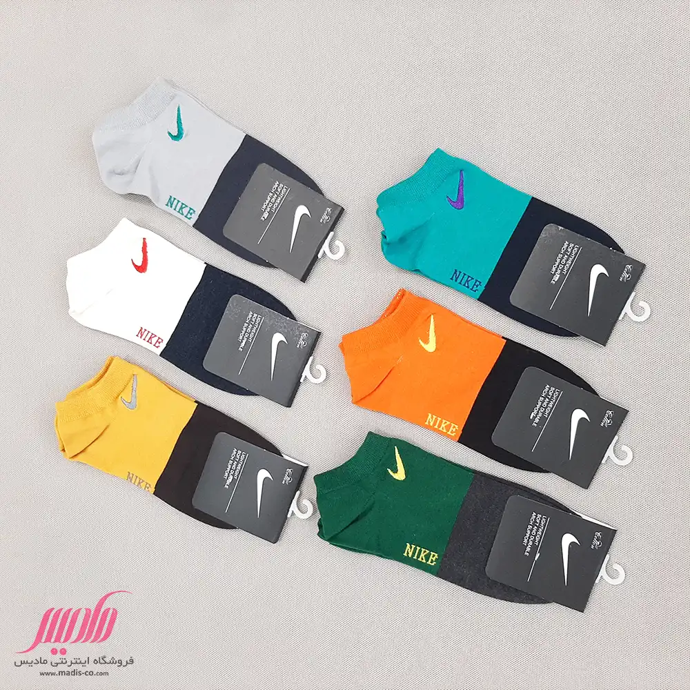 جوراب مردانه مچی نخی گلدوزی طرح Nike