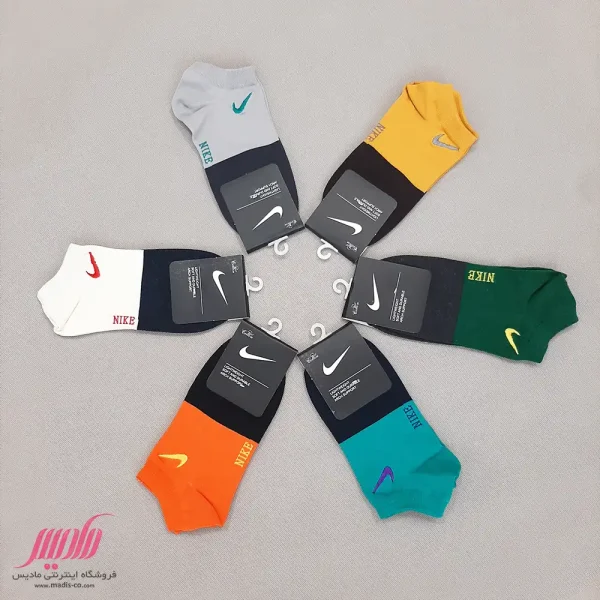 جوراب مردانه مچی نخی گلدوزی طرح Nike