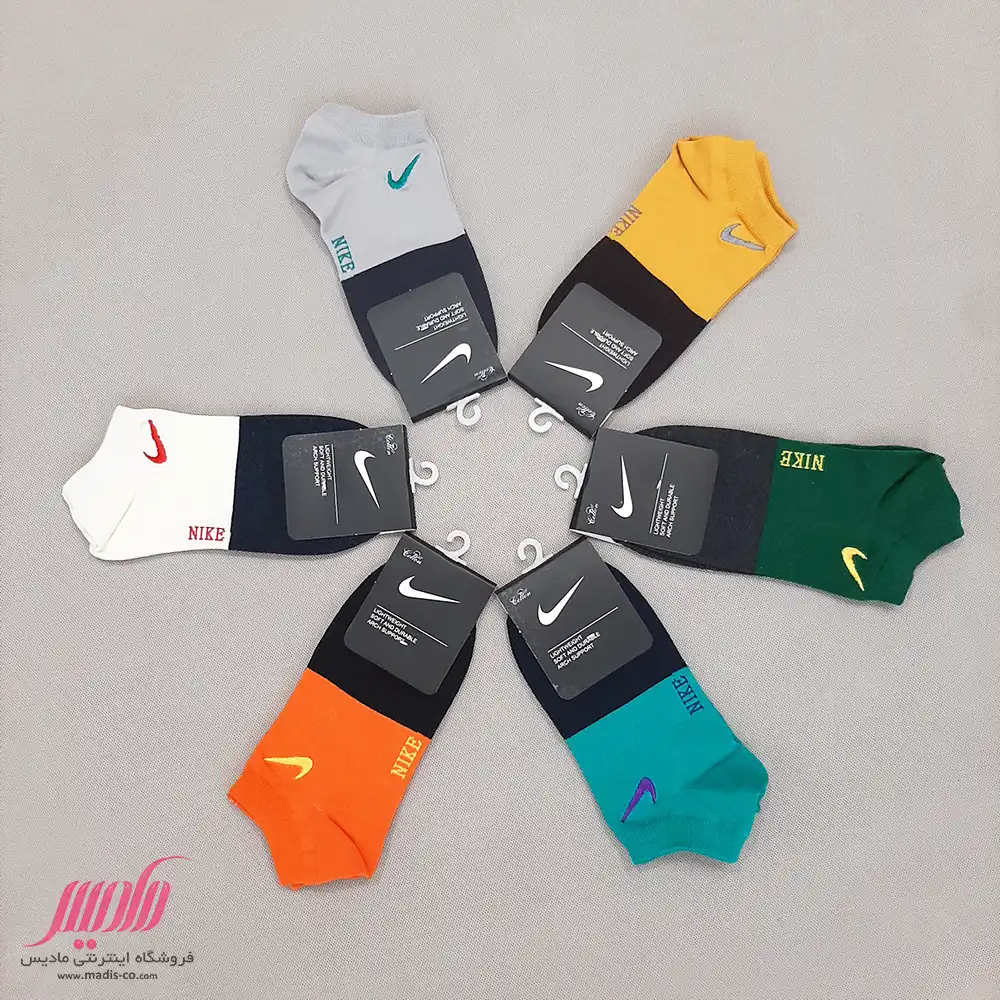 جوراب مردانه مچی نخی گلدوزی طرح Nike